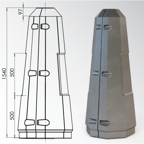 Цоколь восьмигранный стеклопластиковый А1 210х1540 мм в Хабаровске

